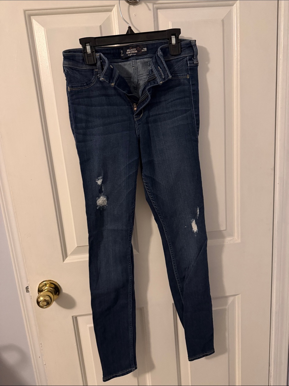 Hollister Dark Blue Skinny Jeans with Light Distressing